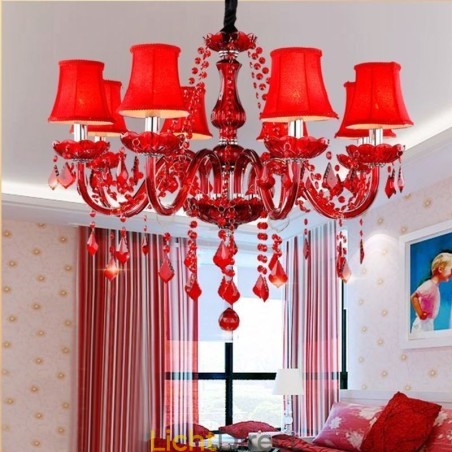 Luxe kristallen kroonluchter Europese rode kleur hanglamp Luxe kristallen kroonluchter Europese rode kleur hanglamp