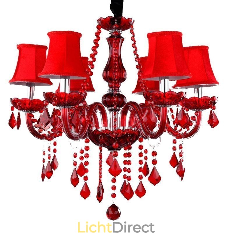 Luxe kristallen kroonluchter Europese rode kleur hanglamp