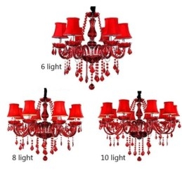 Luxe kristallen kroonluchter Europese rode kleur hanglamp