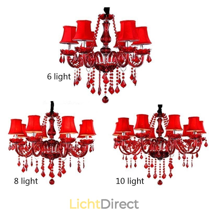 Luxe kristallen kroonluchter Europese rode kleur hanglamp