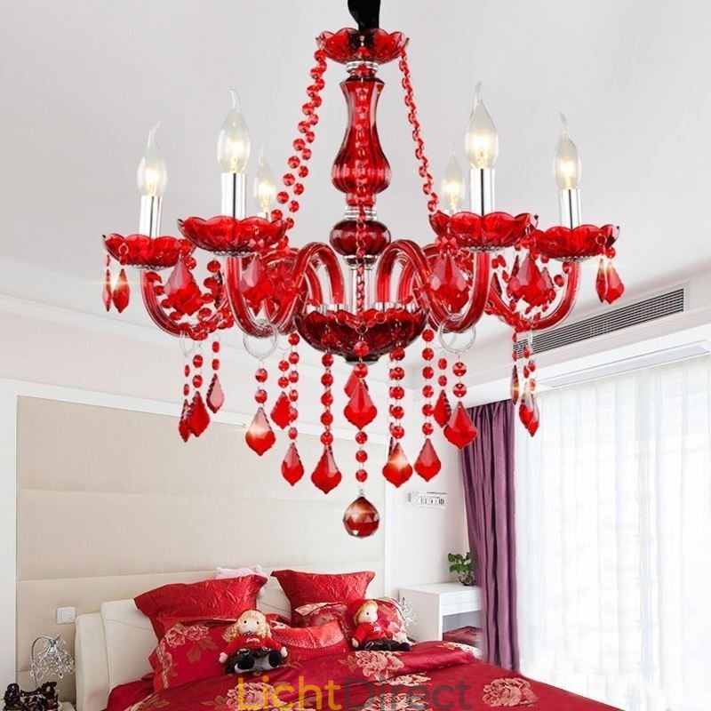 Luxe kristallen kroonluchter Europese rode kleur hanglamp