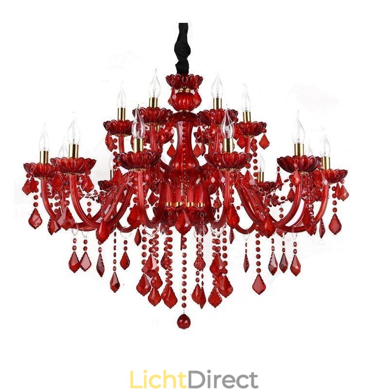 Europese elegante kristallen kroonluchter rode kleur hanglamp