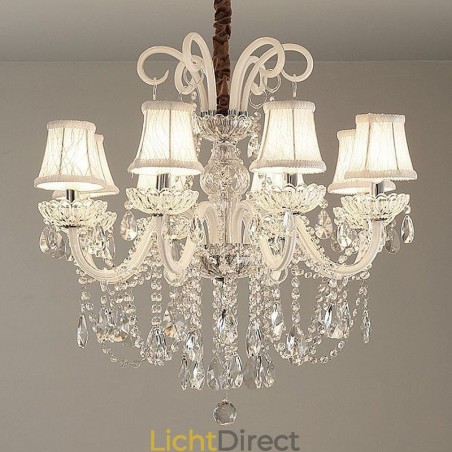 Elegante kristallen kroonluchter Europese witte hanglamp Elegante kristallen kroonluchter Europese witte hanglamp