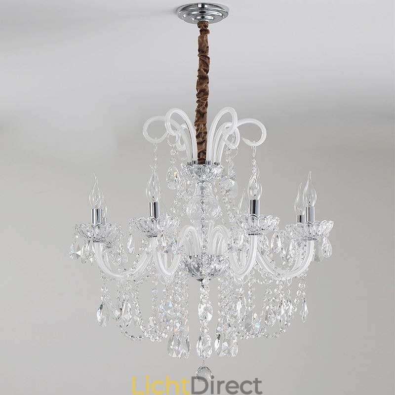 Elegante kristallen kroonluchter Europese witte hanglamp