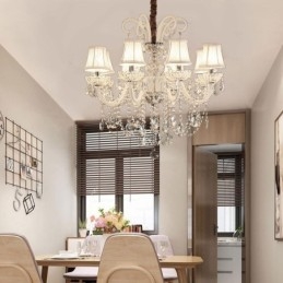 Elegante kristallen kroonluchter Europese witte hanglamp