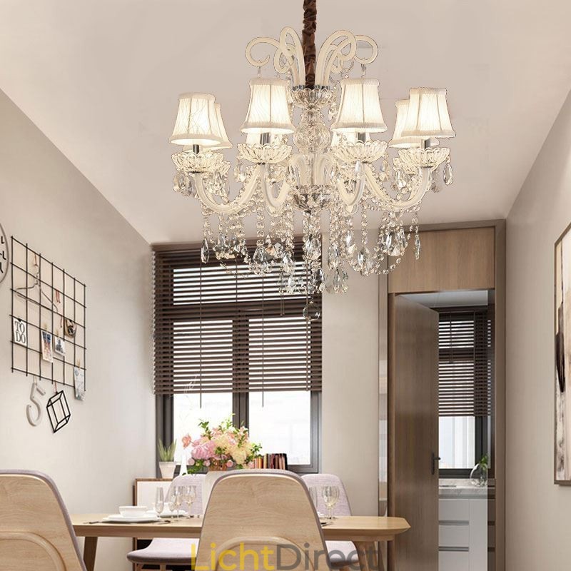 Elegante kristallen kroonluchter Europese witte hanglamp