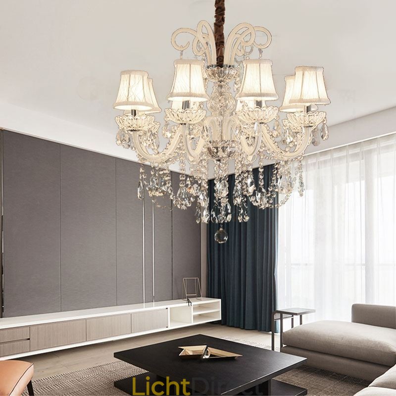 Elegante kristallen kroonluchter Europese witte hanglamp