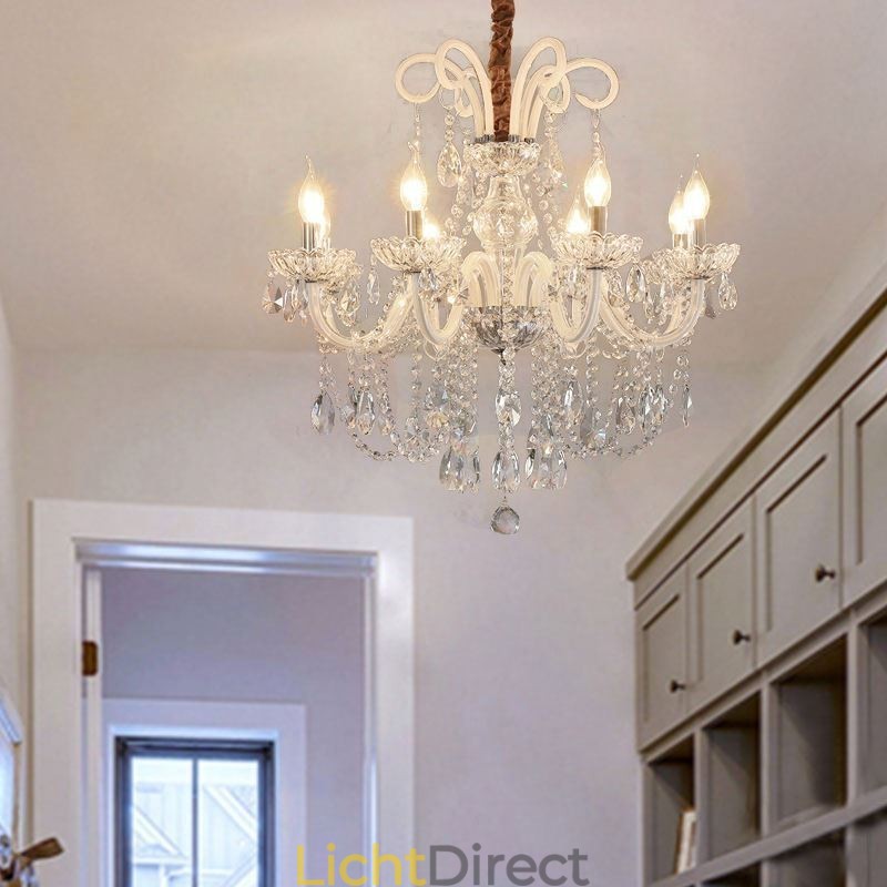 Elegante kristallen kroonluchter Europese witte hanglamp