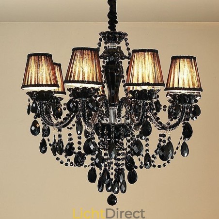 Luxe Kristallen Kroonluchter Europees Zwart 10 Lampen Luxe Kristallen Kroonluchter Europees Zwart 10 Lampen