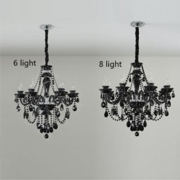 Luxe Kristallen Kroonluchter Europees Zwart 10 Lampen
