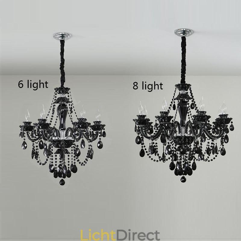 Luxe Kristallen Kroonluchter Europees Zwart 10 Lampen