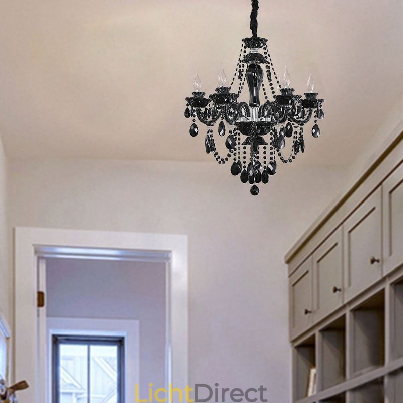 Luxe Kristallen Kroonluchter Europees Zwart 10 Lampen