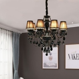 Luxe Kristallen Kroonluchter Europees Zwart 10 Lampen