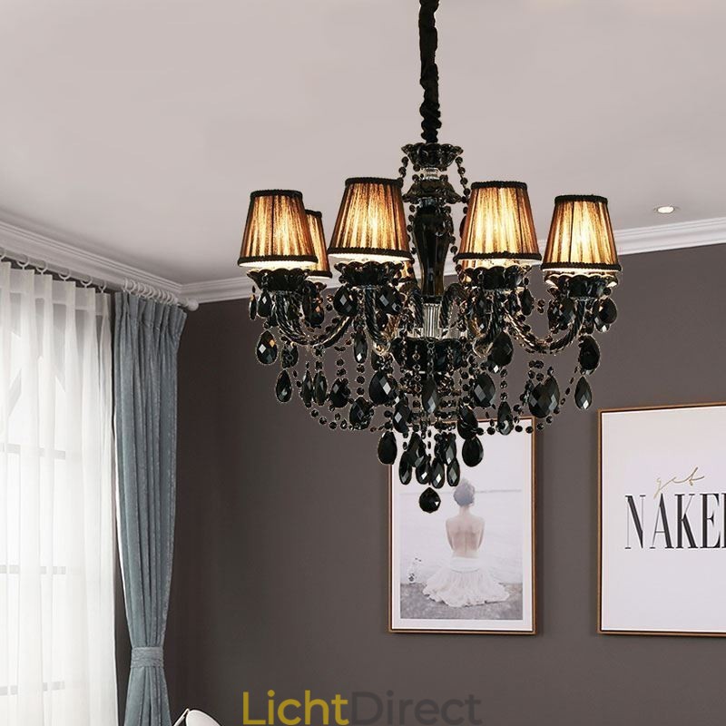 Luxe Kristallen Kroonluchter Europees Zwart 10 Lampen