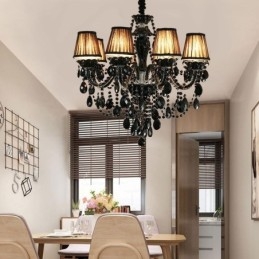 Luxe Kristallen Kroonluchter Europees Zwart 10 Lampen