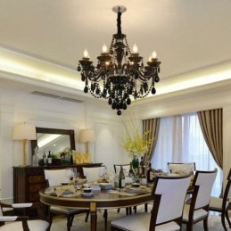 Luxe Kristallen Kroonluchter Europees Zwart 10 Lampen
