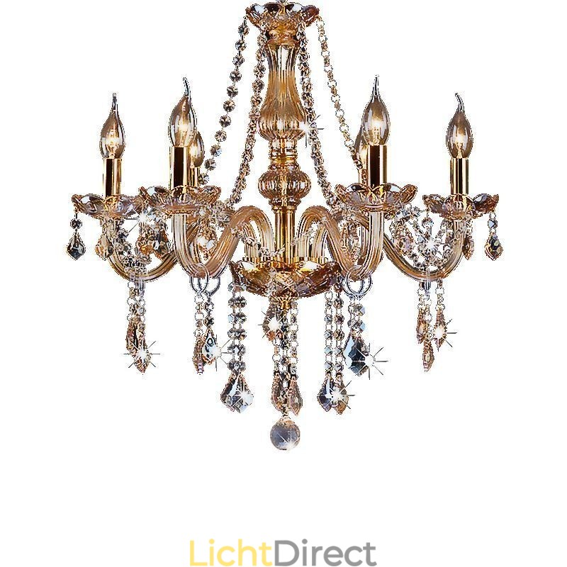 Europese kristallen kroonluchter luxe amberkleurige hanglamp