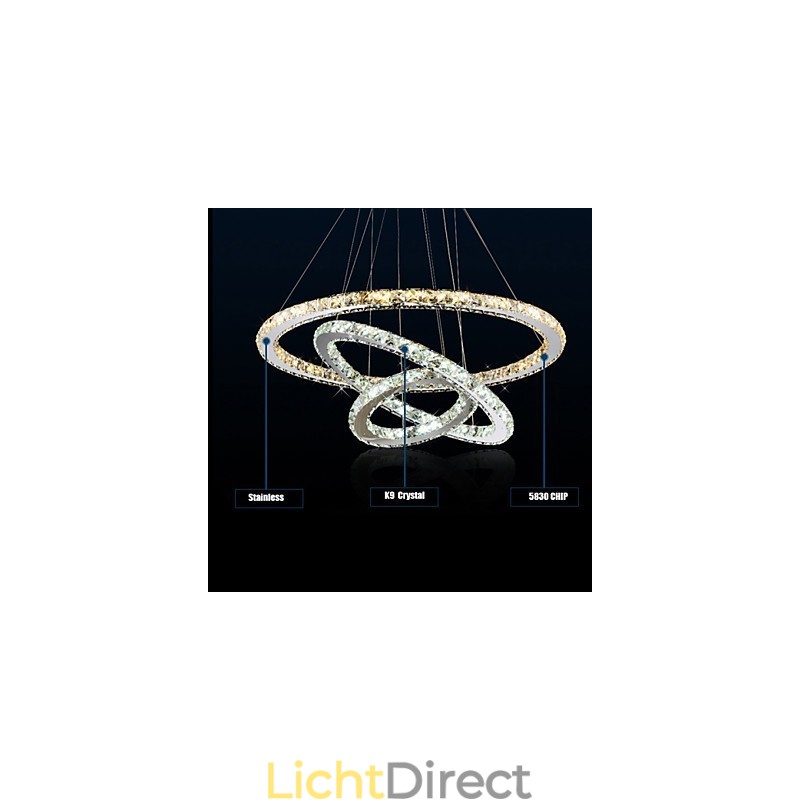 Hanglampen Amber en Helder K9 Kristallen Kroonluchter Verlichting met 3 Ringen