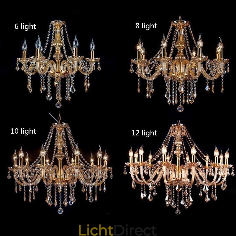 Europese kristallen kroonluchter luxe amberkleurige hanglamp