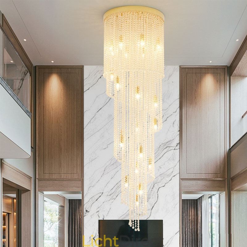 Moderne kristallen kroonluchter luxe trap kristallen plafondlamp met 19 lampen