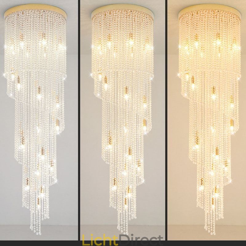 Moderne kristallen kroonluchter luxe trap kristallen plafondlamp met 19 lampen
