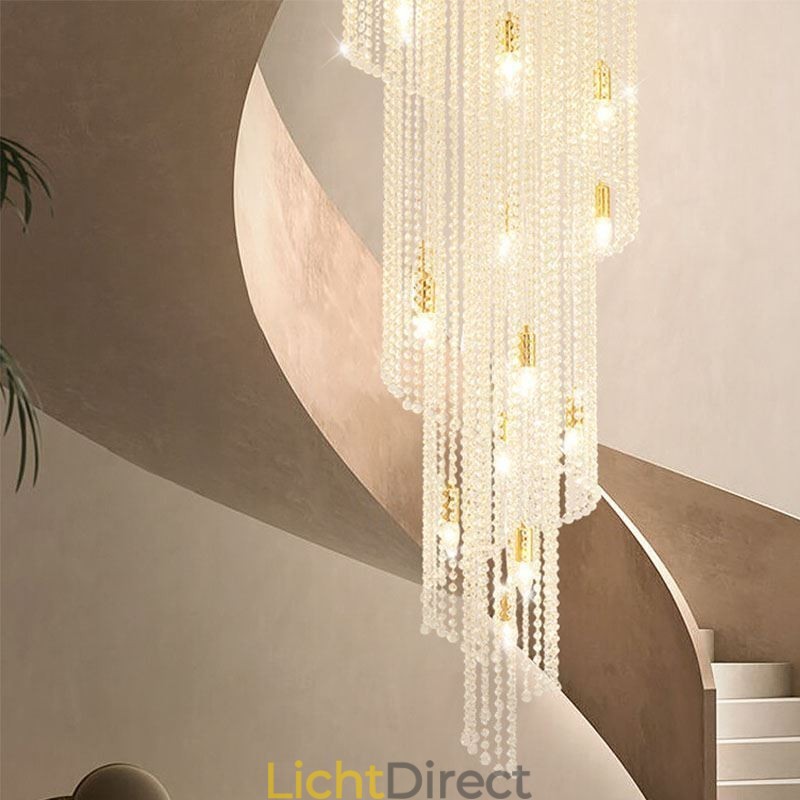 Moderne kristallen kroonluchter luxe trap kristallen plafondlamp met 19 lampen