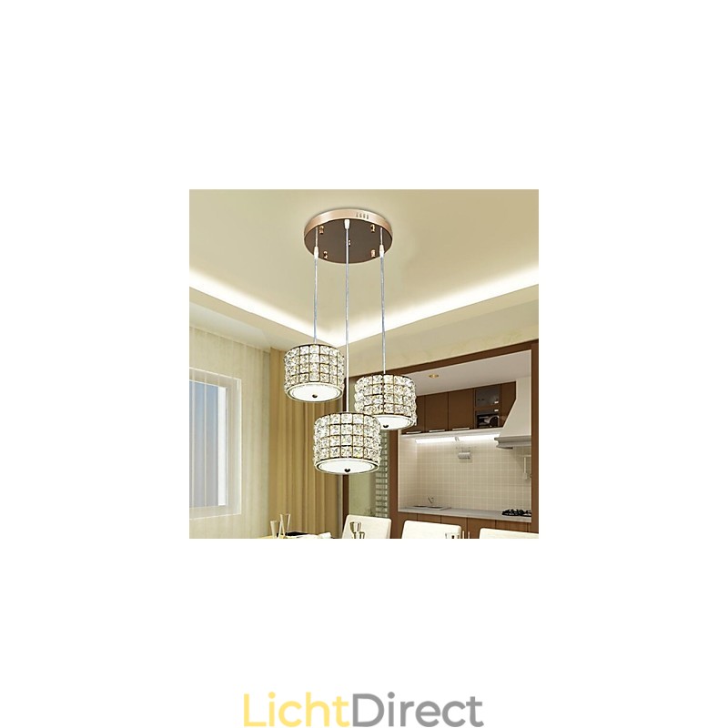 Enkele 3-lichts kristallen hanglamp