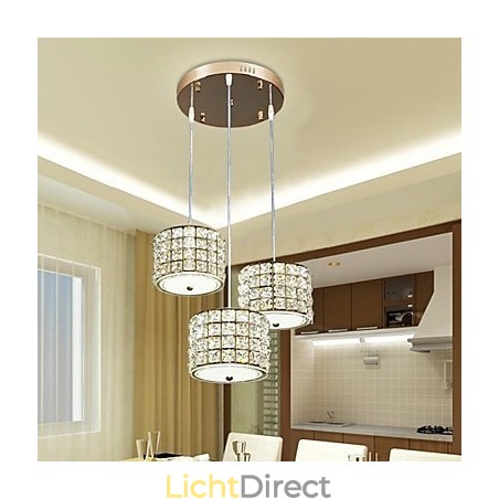 Enkele 3-lichts kristallen hanglamp Enkele 3-lichts kristallen hanglamp
