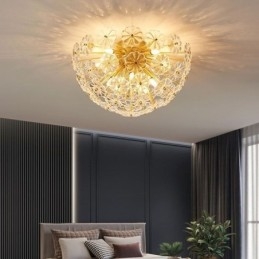 Halfronde glazen plafondlamp in de vorm van een bloem, modern decoratief