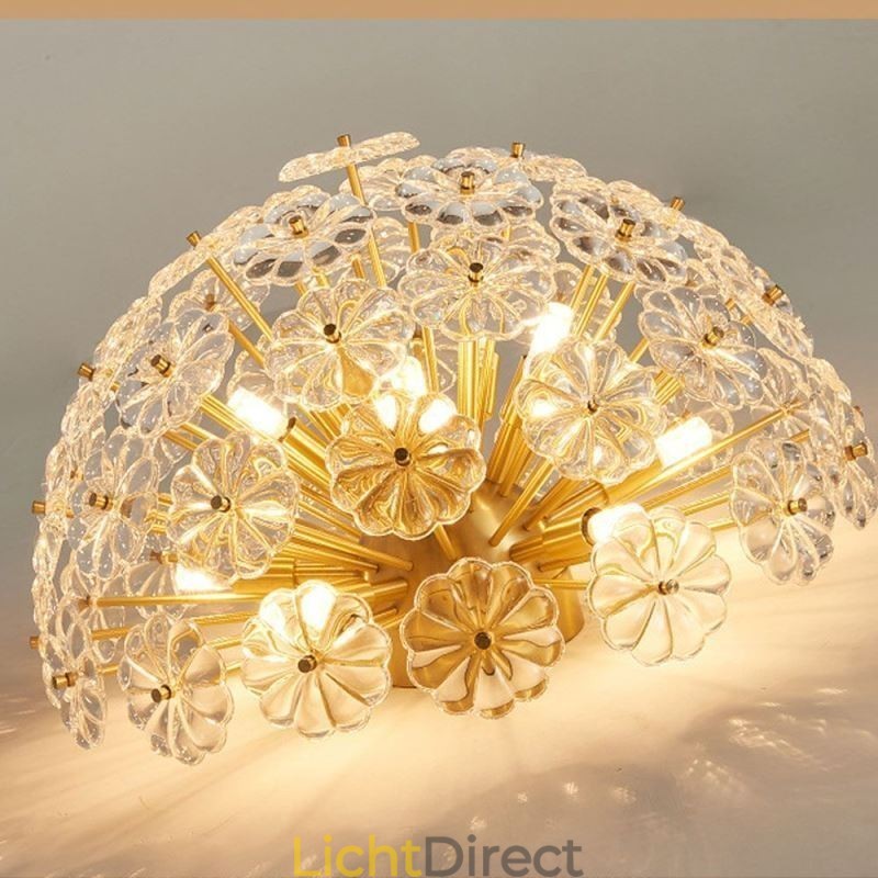 Halfronde glazen plafondlamp in de vorm van een bloem, modern decoratief