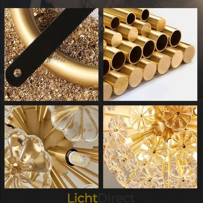 Halfronde glazen plafondlamp in de vorm van een bloem, modern decoratief