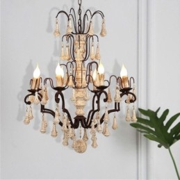 Retro Stijl Houten Hanglamp Elegante Kroonluchter
