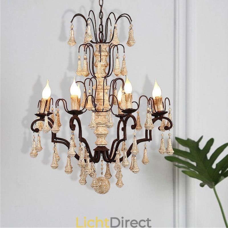 Retro Stijl Houten Hanglamp Elegante Kroonluchter