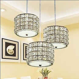 Enkele 3-lichts kristallen hanglamp