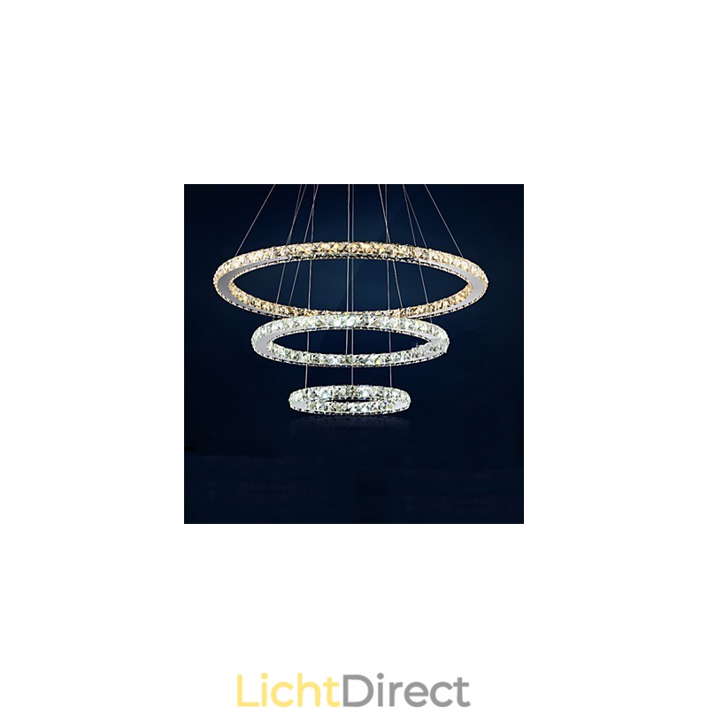 Hanglampen Amber en Helder K9 Kristallen Kroonluchter Verlichting met 3 Ringen