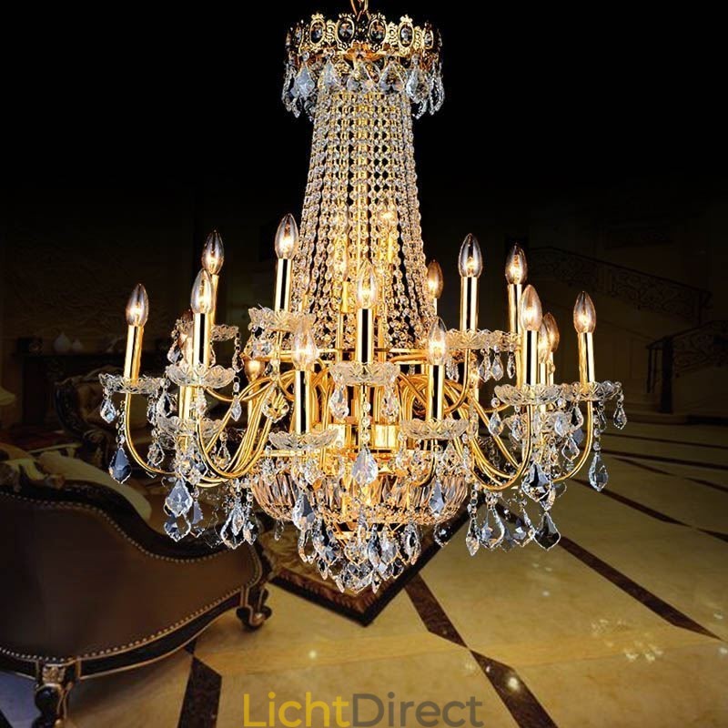 Europese luxe kristallen kroonluchter duplex trap hanglamp