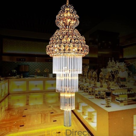 Retro Crystal Empire Kroonluchter Luxe Lange Hanglamp Retro Crystal Empire Kroonluchter Luxe Lange Hanglamp