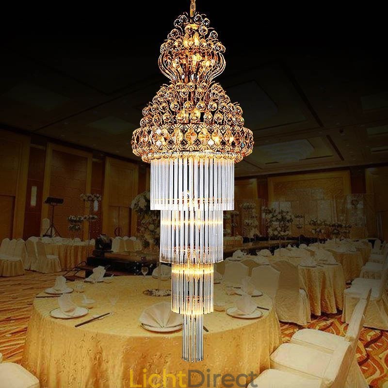 Retro Crystal Empire Kroonluchter Luxe Lange Hanglamp
