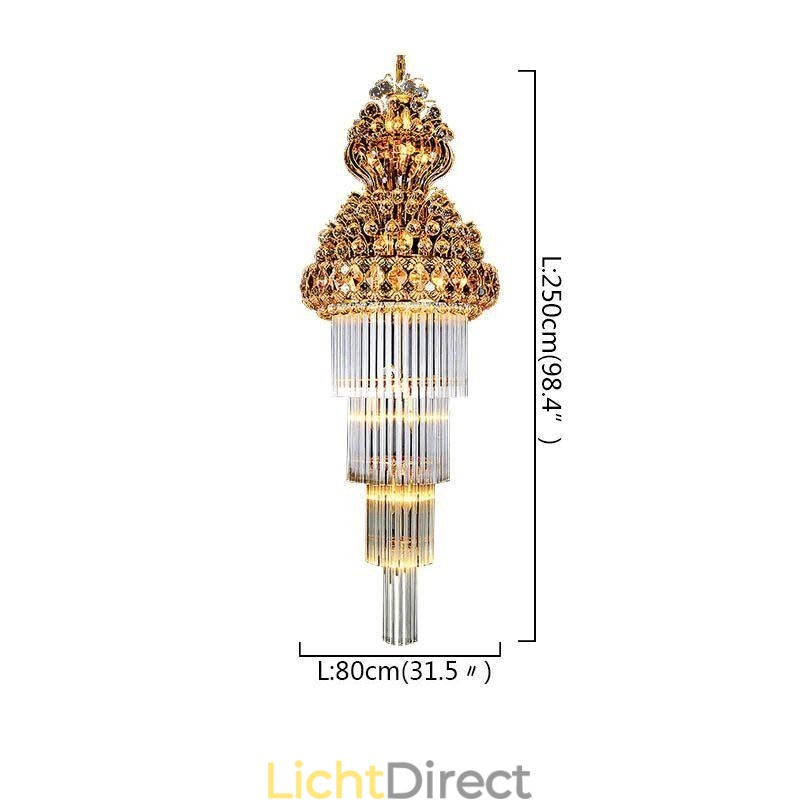Retro Crystal Empire Kroonluchter Luxe Lange Hanglamp