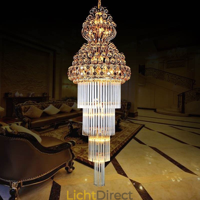 Retro Crystal Empire Kroonluchter Luxe Lange Hanglamp
