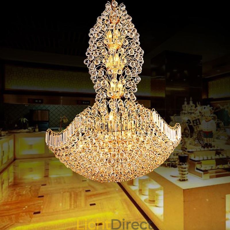 Europese Kristallen Empire Kroonluchter Grote Gouden Hanglamp