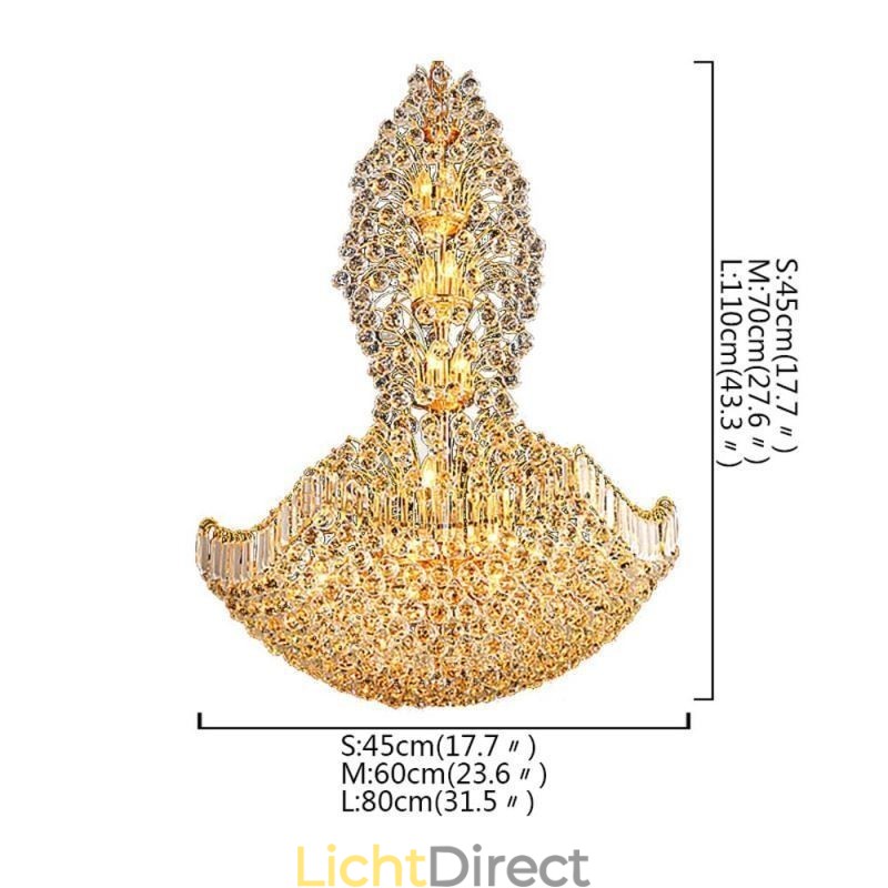 Europese Kristallen Empire Kroonluchter Grote Gouden Hanglamp