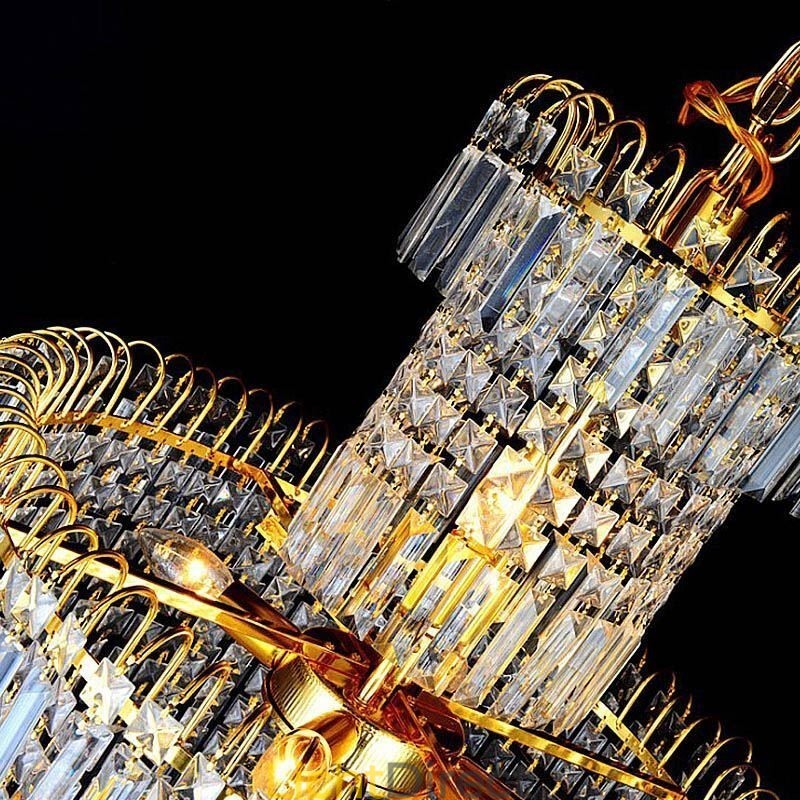 Europese kristallen kroonluchter grote ronde vorm lange hanglamp