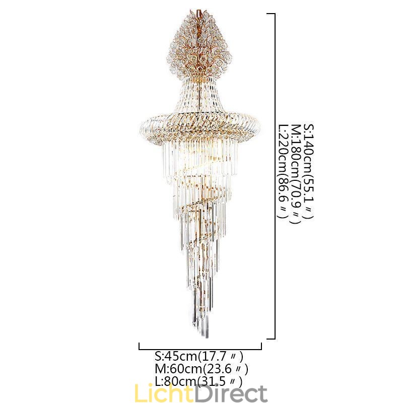 Luxe Kristallen Kroonluchter Moderne Europese Sierlijke Lange Hanglamp Duplex Trap