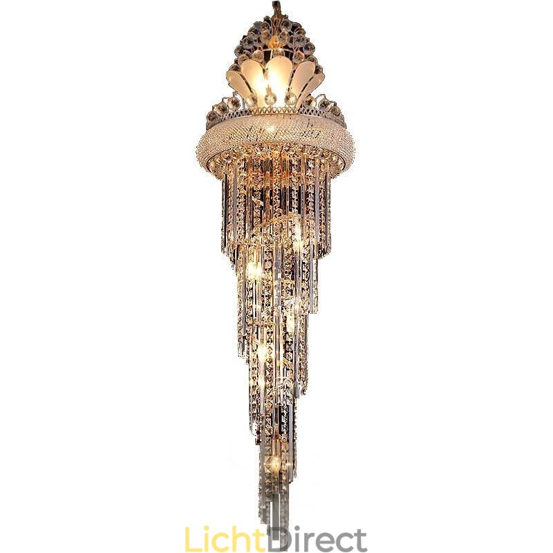 Elegante kristallen kroonluchter moderne eenvoudige lange hanglamp duplex trap