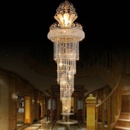 Elegante kristallen kroonluchter moderne eenvoudige lange hanglamp duplex trap