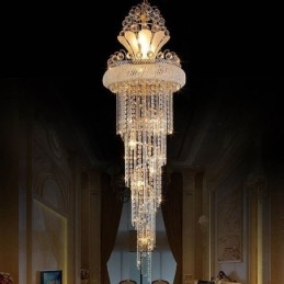 Elegante kristallen kroonluchter moderne eenvoudige lange hanglamp duplex trap