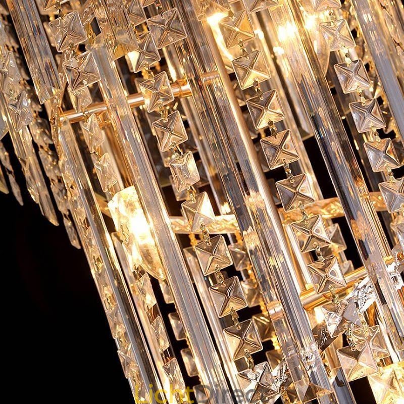 Elegante kristallen kroonluchter moderne eenvoudige lange hanglamp duplex trap