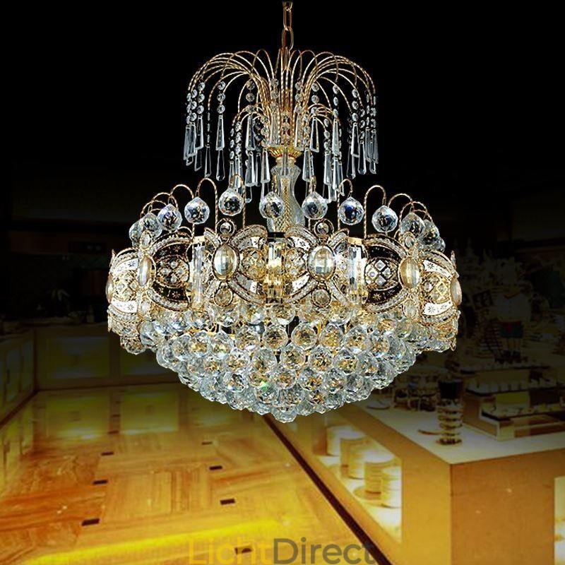 Elegante kristallen kroonluchter klassieke gouden hanglamp