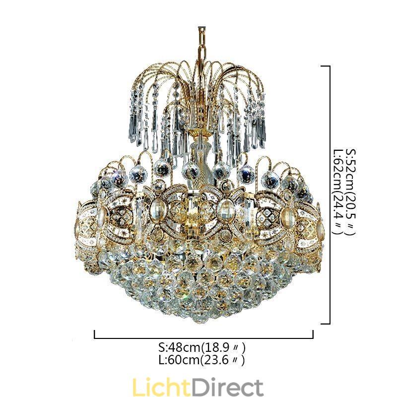 Elegante kristallen kroonluchter klassieke gouden hanglamp